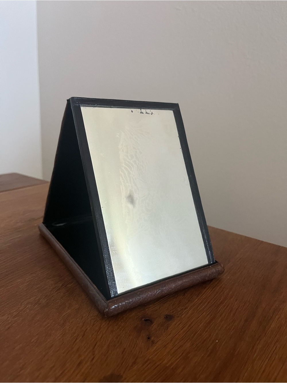 Antique Folding Travel Mirror in a Leather Case